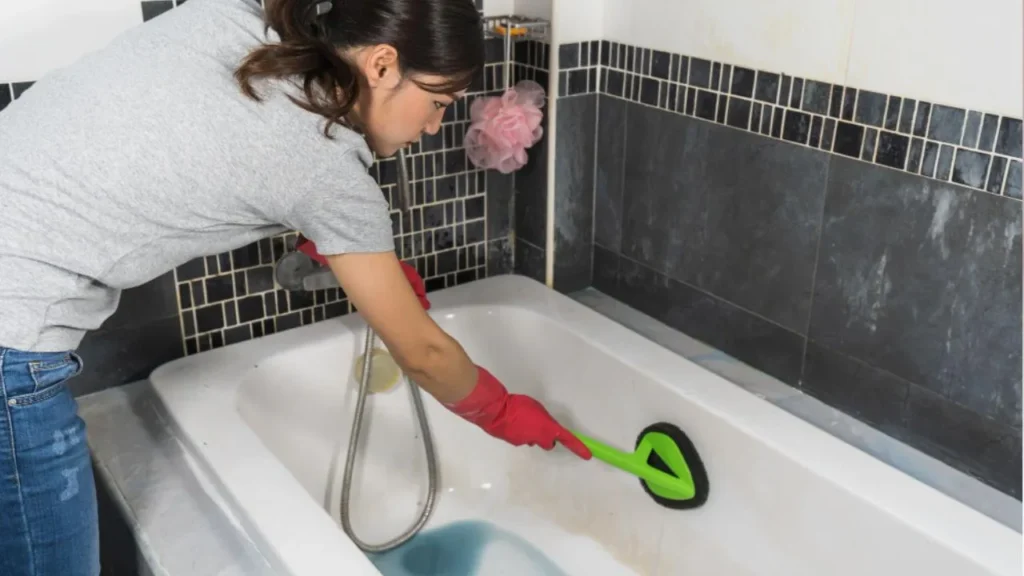 The best way to clean the bathtub is to do it gently.