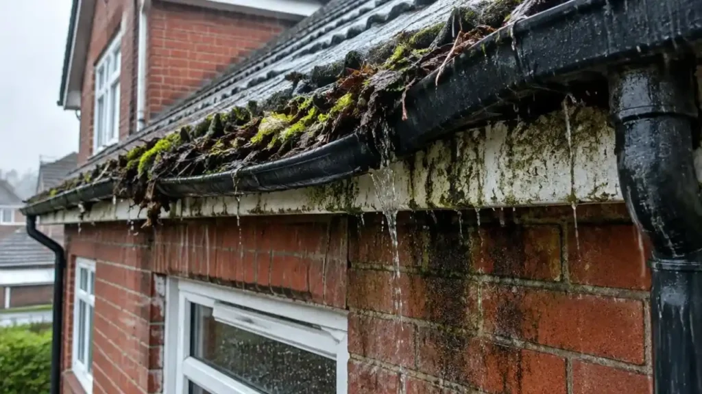 Water is overflowing and running down the walls