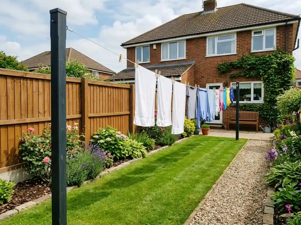 Clothesline installed in cleaned back garden on Ashford Road
