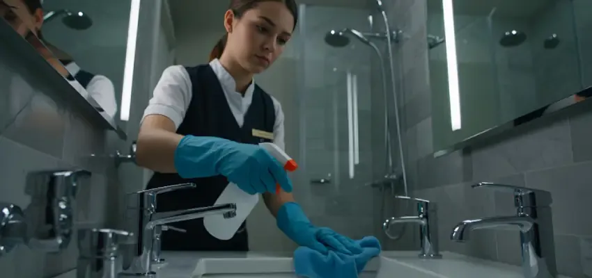 Bathroom domestic cleaning checklist for toilet sink and shower