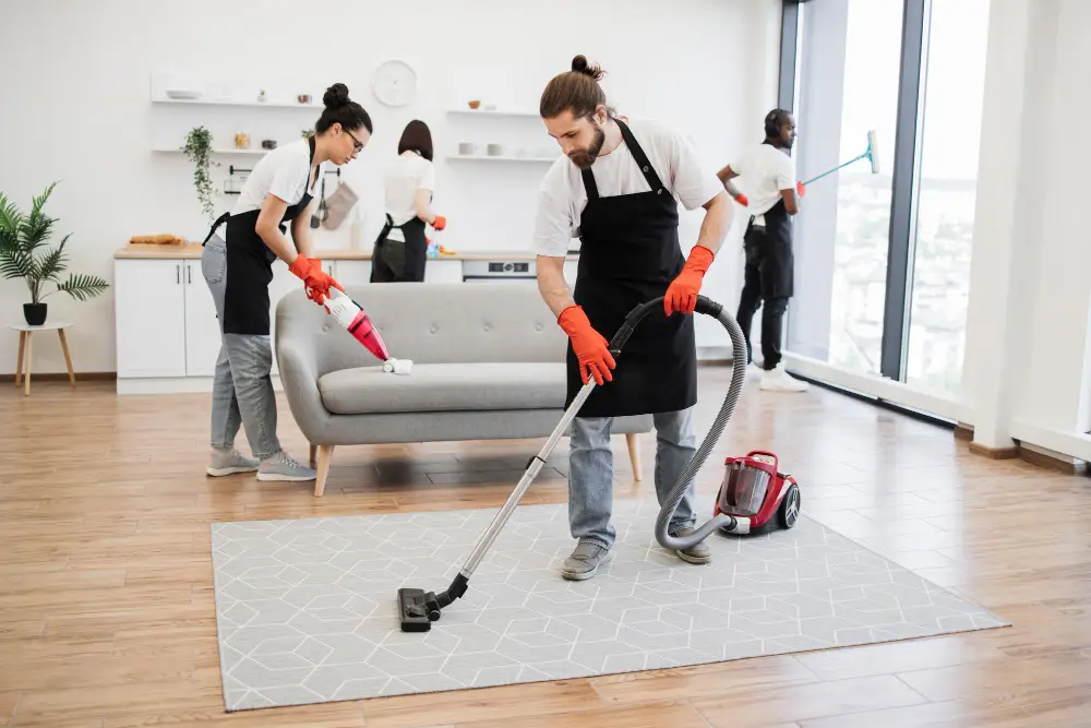 Professional carpet cleaning treating stains in a high traffic London living room