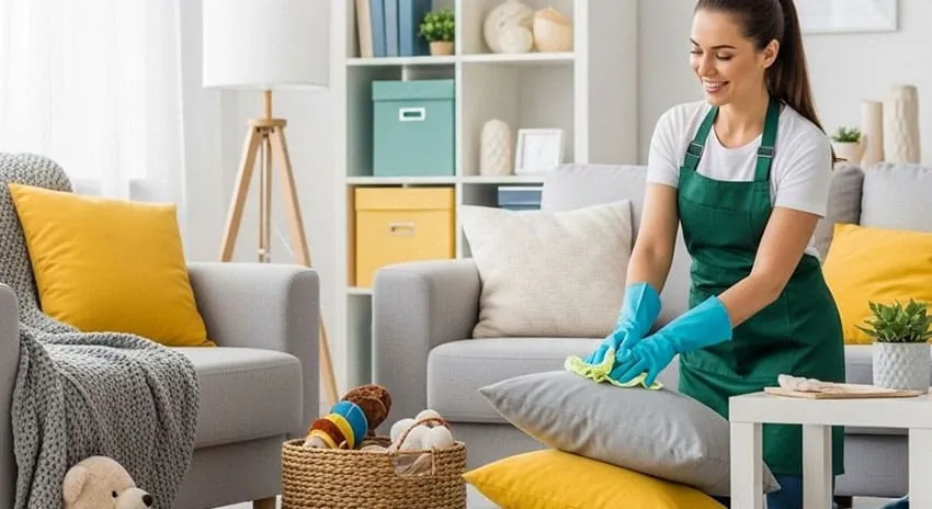 Domestic cleaner providing regular home cleaning services in a London property