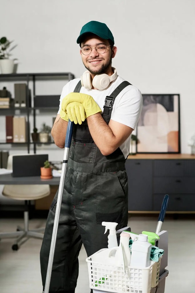 Professional cleaner providing house cleaning services in a London home